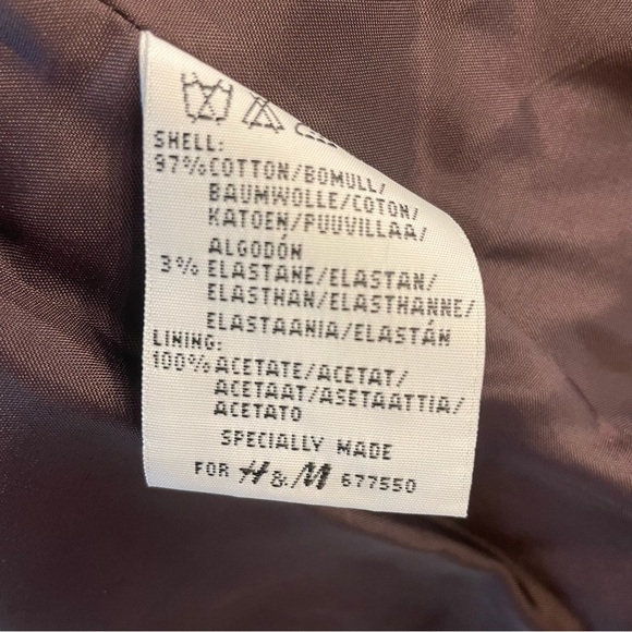 Hennes for H&M Skinny Wale Purple Corduroy Blazer Sz 4 - Picture 10 of 10